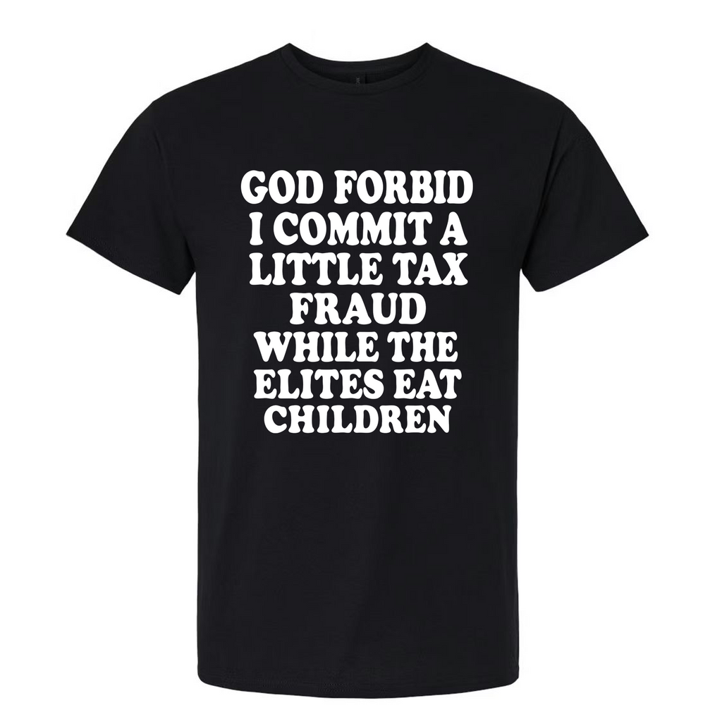 God Forbid I Commit a Little Tax Fraud Funny Graphic T-Shirt
