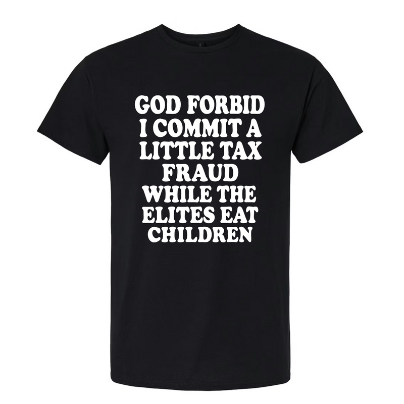 God Forbid I Commit a Little Tax Fraud Funny Graphic T-Shirt